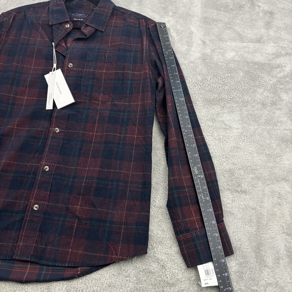 NWT 7Diamonds Peached Corduroy Button Up Shirt Mens‎ S Red Green Plaid Preppy - Picture 13 of 16